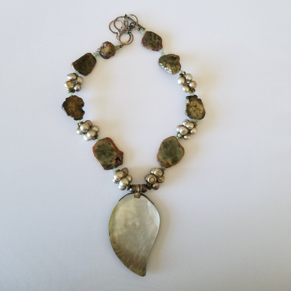 Artisan Sterling, Pearls & Abalone Necklace - Picture 3 of 6